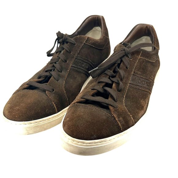 Brown Suede Mens Sneakers By Tods Size 8.5 - Picture 1 of 5